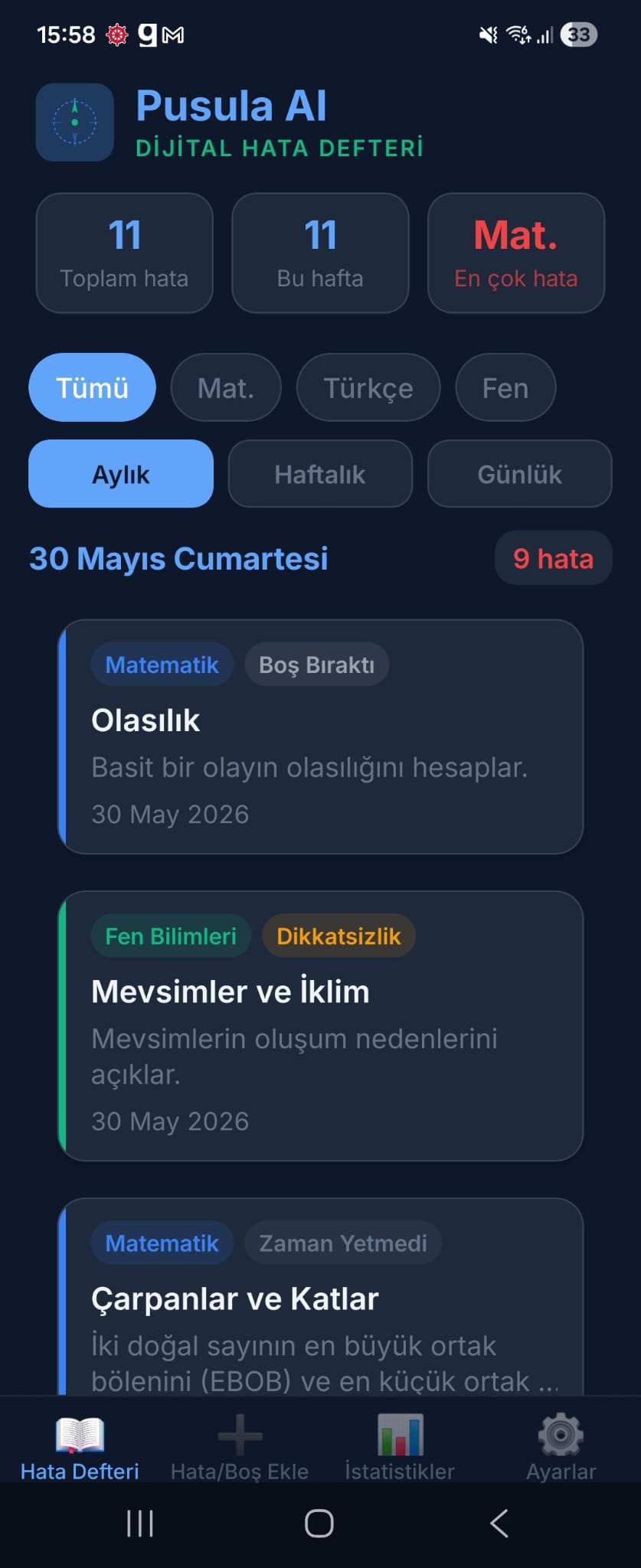 Hata Listesi